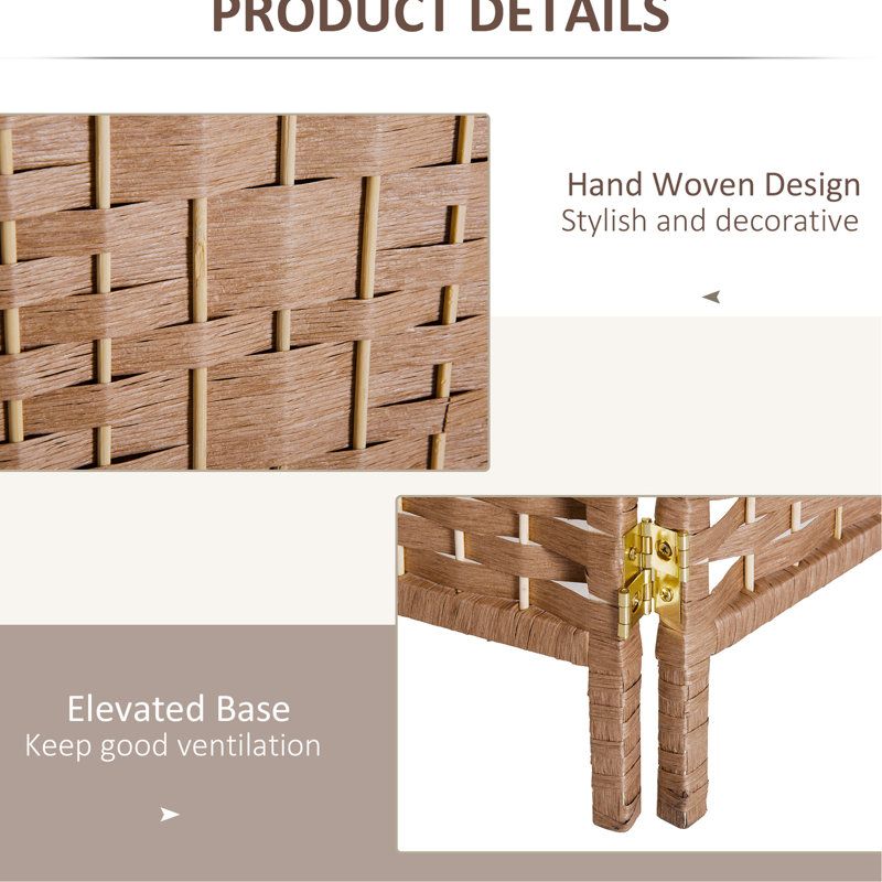 Écran d'intimité de 6 pi de hauteur - Cloison naturelle et artistique de 6 pièces pour l'intimité, écran naturel portable et peu encombrant, cloison élégante, arrangement centré