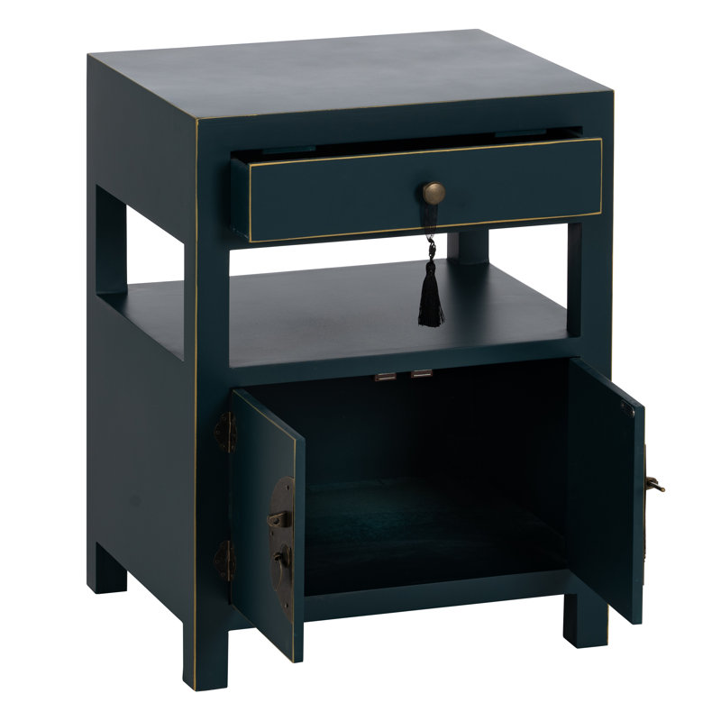 Bobbetta 50cm W Manufactured Wood Bedside Table, Dark Blue