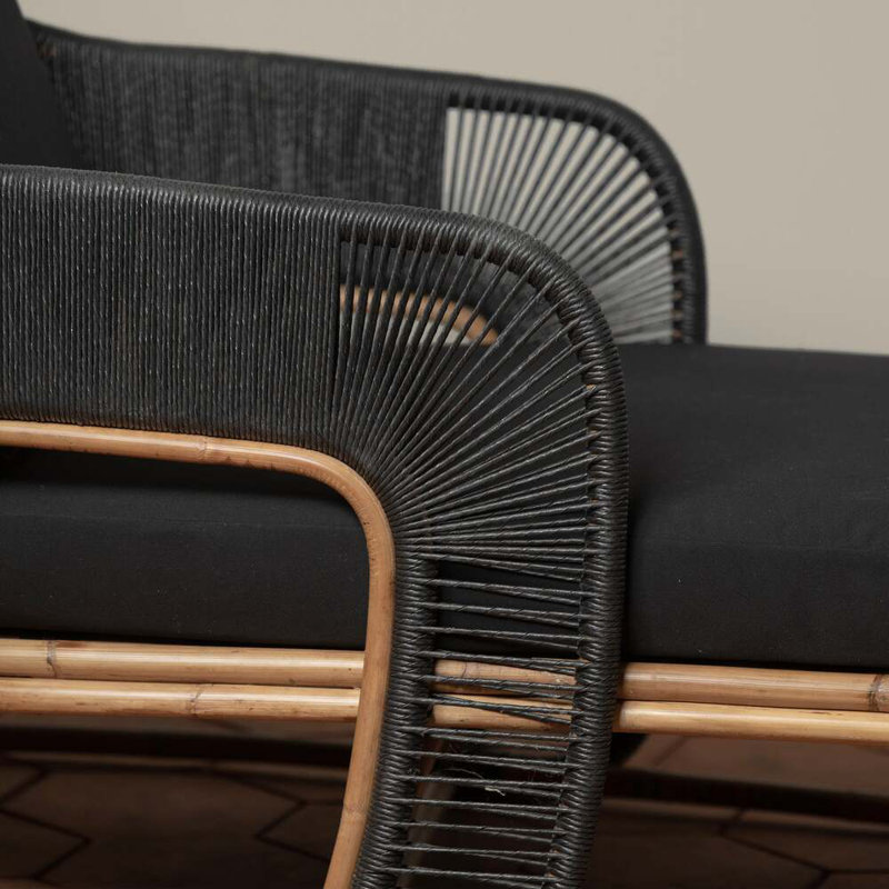 Glen Ellen Outdoor Chaise Lounge, Black, Black