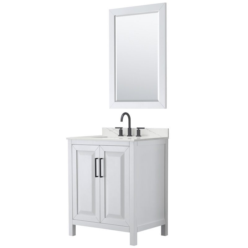 Daria 30'' W Vanity, Matte Black, White, White Quartz