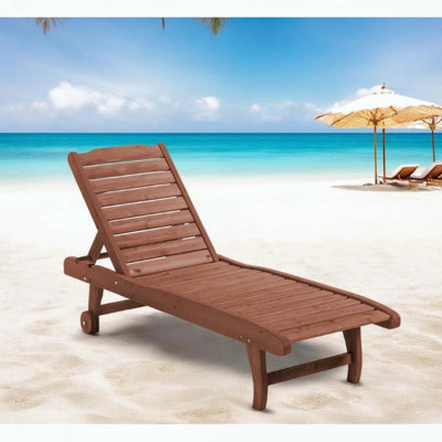 Chaise longue en bois avec table coulissante