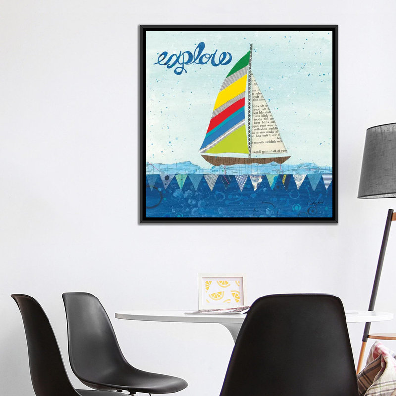 « arc-en-ciel spinnakers iv », impression sur toile, H 12 po x l 12 po x P 1,5 po, Toile avec cadre noir, Pas de tapis