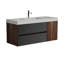 Meuble-lavabo mural moderne avec rangement à fermeture silencieuse et lavabo intégré