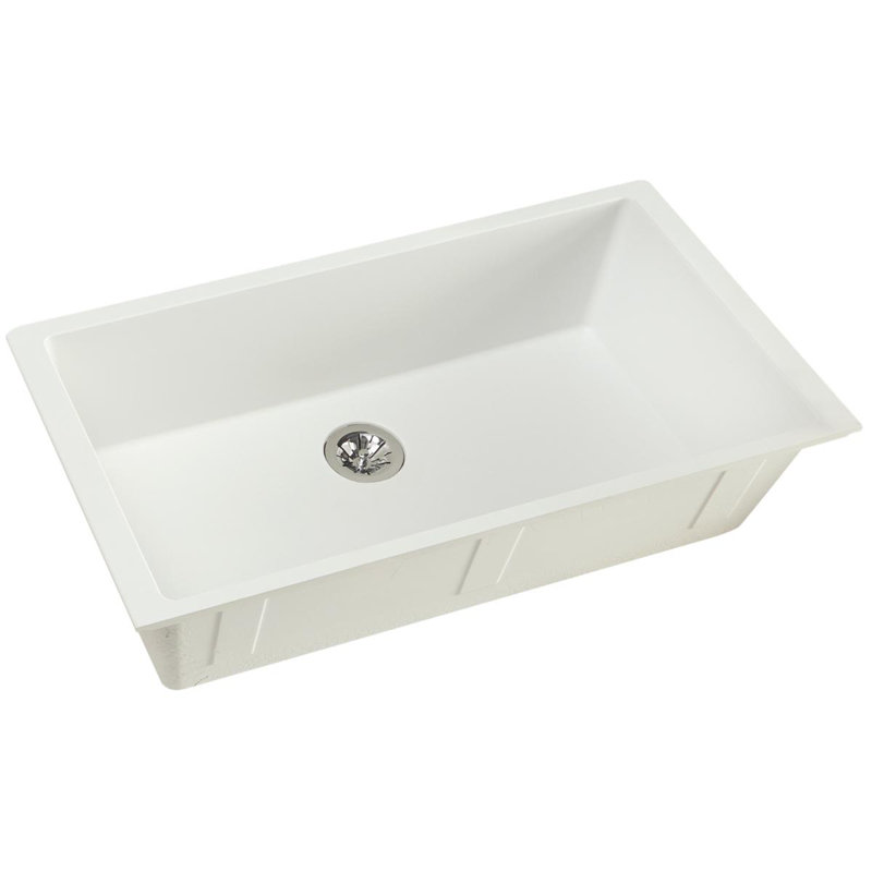Quartz Luxe 36" L x 19" W Undermount Kitchen Sink with Perfect Drain, Ricotta