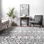 Tapis gris à motif géométrique Zeke-513044531
