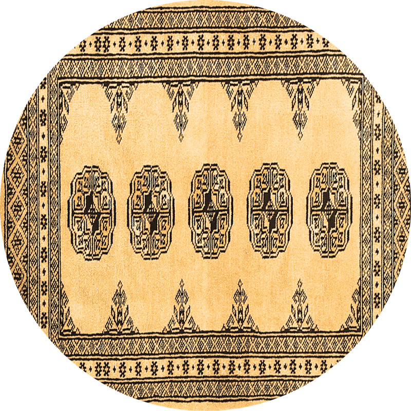 Tapis oriental oriental fabriqué à la machine en brun, Rond 6 pi