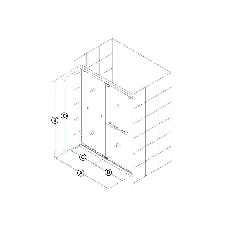 DreamLine Encore 60 in. W x 76 in. H Semi-Frameless Bypass Sliding Shower Door, Chrome