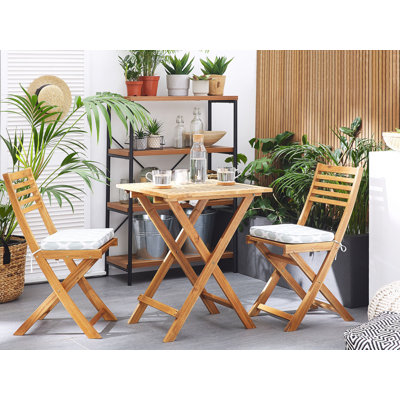 Garden 2 - Person Acacia Wood Patio Dining Set with Square Table , Cushions Included