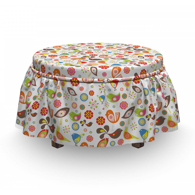 Housse pour repose-pieds ornemental oiseaux abstraits