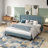75.9'' W King Size Upholstered Platform Bed with Velvet Fabric & Square Tufted Headboard, Blue-1578582505
