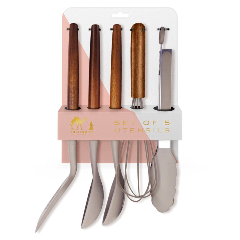 Silk Route Spice Company 5 Utensil Set, Grey