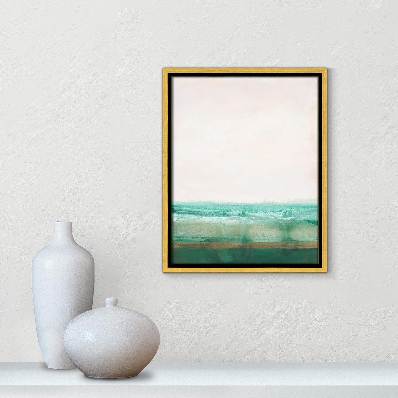 Franke "Emerald Shores" Print by Filippo Ioco, Gold Framed Canvas, 15.5" H x 12.5" W x 2" D