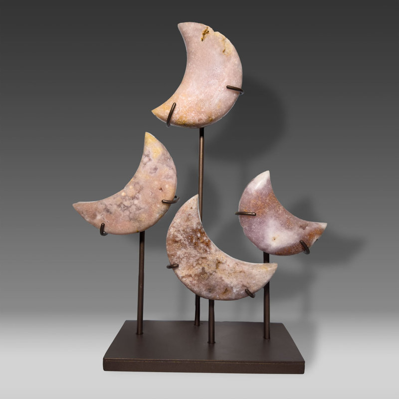 Pink Amethyst Crescent Moon Display
