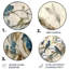 Quatre oiseaux bleus rétro sur une branche IV - animaux, art en métal rond-556532430