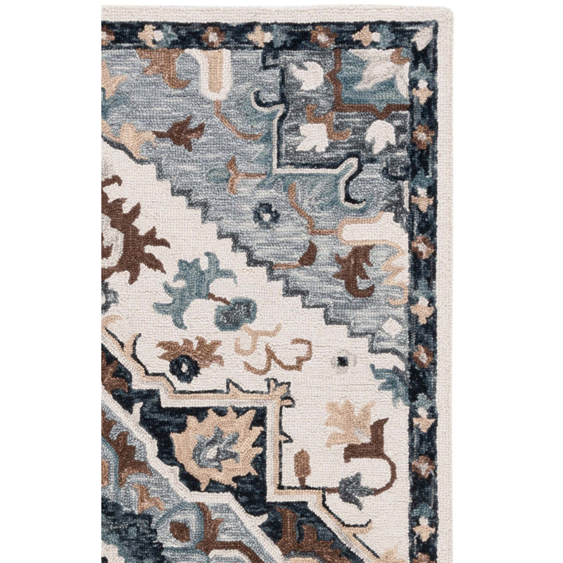 Heritage Handtufted Wool Cotton Oriental Rug in Ivory/Gray, Rectangle 8' x 10'