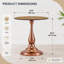 Modern Rose Gold Round Side Table with 19.6" Amber Tempered Glass Top - Elegant Small Coffee Table for Home