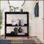 Console à 3 niveaux avec tablettes de rangement, bibliothèque ouverte avec pieds en bois massif pour le couloir, le salon et la chambre à coucher. Noir