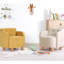 Fauteuil à oreilles pour enfants, couleur crème, 20,1 po x 18,5 po x 20,9 po | Revêtement 100% coton, éponge orthopédique 35 pouces de 2,8 pouces, pieds en bois robustes | Style bohémien et scandinave, parfait pour la salle de jeux et la chambre de -739057892