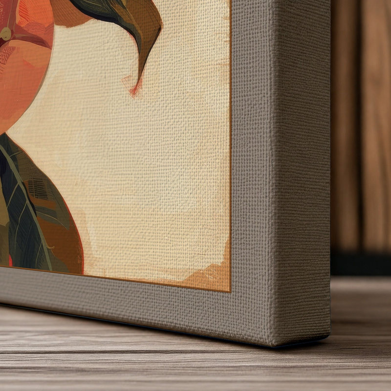 Ripened Peaches Botanical - Wrapped Canvas, 24x16 - 61.0 x 40.6 cm, Taupe Border