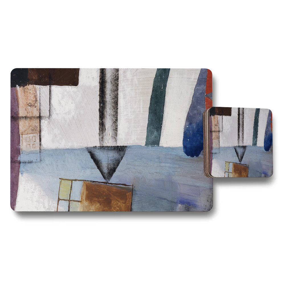 Abstract Geometric Placemat And Coaster Set With Modern Art Pattern