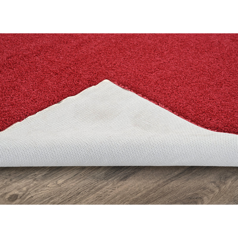 Monarrez Nylon Bath Rug with Non-Slip Backing, Single- 72" L x 60" W, Red