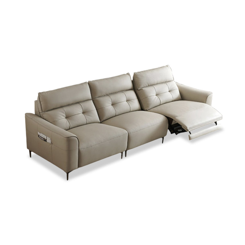 Canapé modulaire gris en similicuir, 18" H x 114.17" W x 15" D