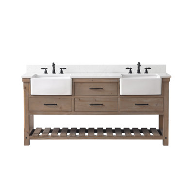 Curiel 72'' Double Bathroom Vanity with Engineered Stone Top