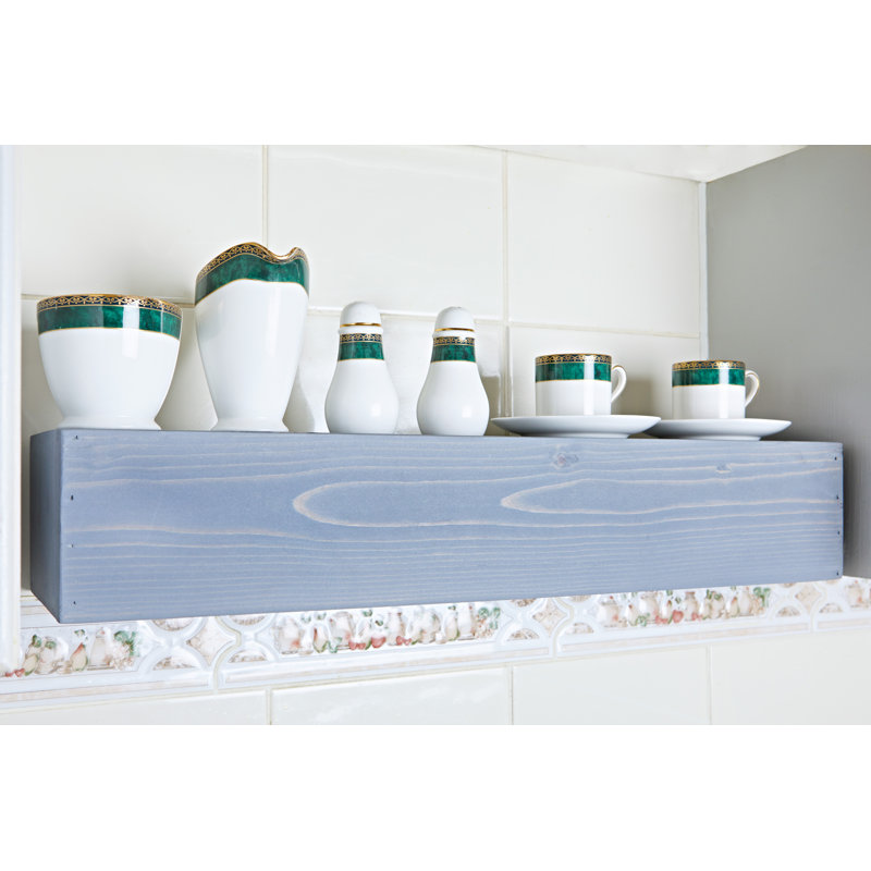 Iulger Floating Shelf with Reclaimed Wood, 10cm H x 86cm W x 14.5cm D, Moonlight Grey