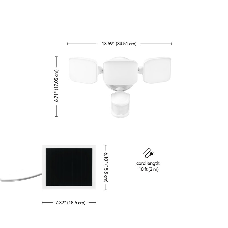 Security Lighting 3 - Head Batteries Outdoor Security