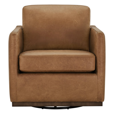 Bobbi Genuine Leather Swivel Armchair
