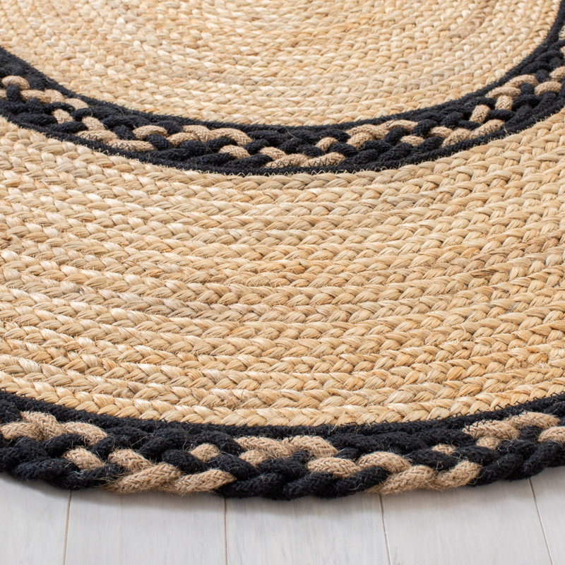 Triche Natural Fiber Hand Loomed 90% Jute And 10% Cotton Rug, Oval 5' x 8'