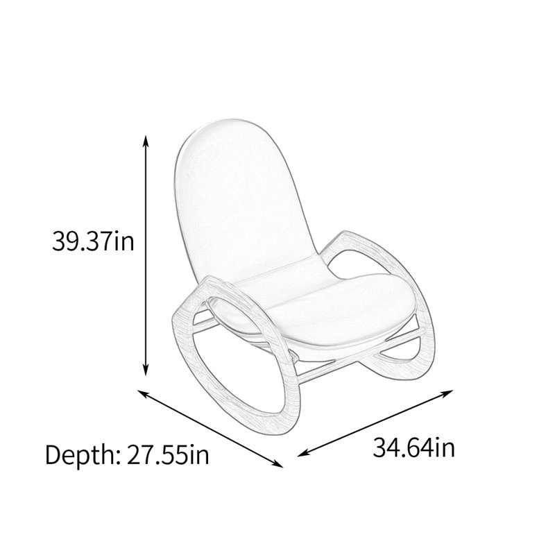Chaise berçante en bois Modern Modern Casual, Blanc