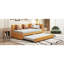 Lit de jour simple avec revêtement en lin jaune et gigogne, structure solide, sans sommier robuste-781951869