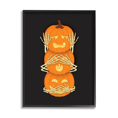 «Hear See Speak No Evil Pumpkins» par Linda Birtel - Impression sur toile