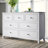 White Solid Wood 5 Pieces Bedroom Sets(Bed+Nightstand*2+Chest+Dresser)-1342585094