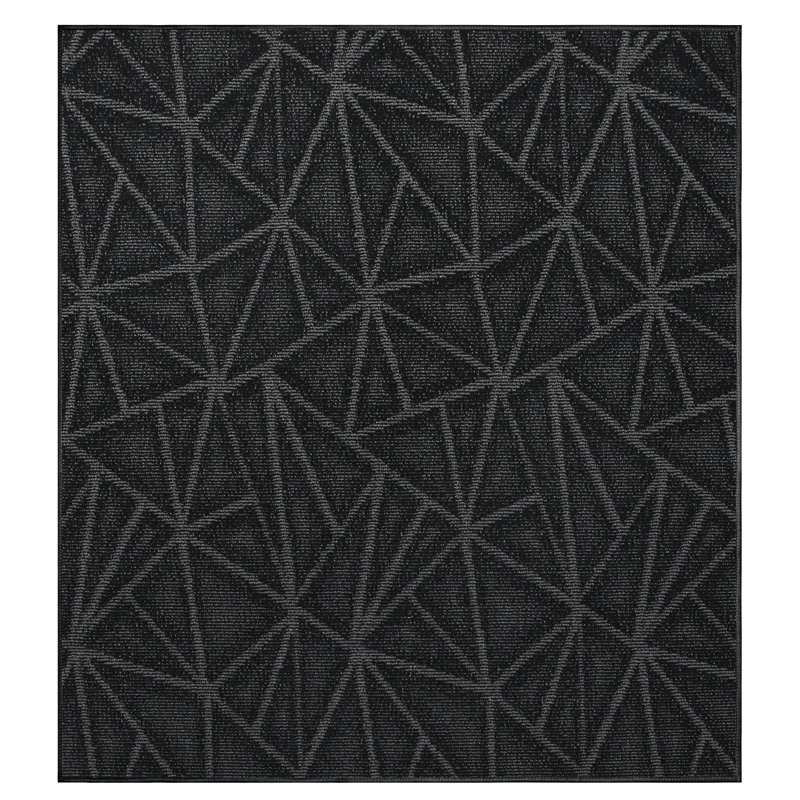 Tapis raffiné à imprimé raffiné noir, Carré 8 pi