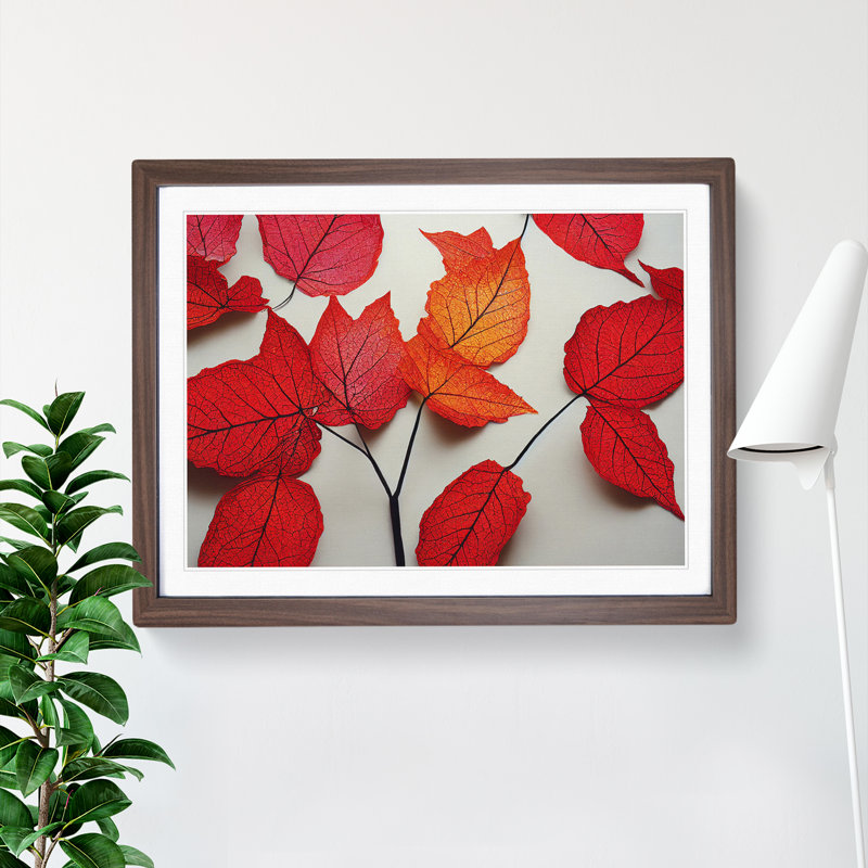 Excellent Autumn Leaf - Framed Print, 46cm H x 64cm W x 2cm D, Walnut