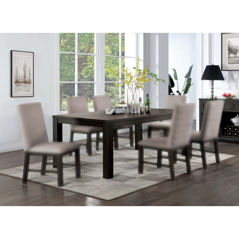 71.6" W Transitional Dining Table, Antique Black/Gray