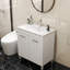 32-Inch Floor-Mounted Bathroom Vanity With Sink Combo,Double Doors With Soft Close Hinges,Bathroom Cabinet With Adjust Shelf,Metal Handle ,Ceramic Basin,Adjustable Silver Feet,Glossy White-1735759221