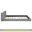 Grand lit plateforme tapissier avec tissu en velours, lit au sol avec cadre uni, beige-185879320