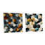 «Orange and Grey Hexagons Angularity I», ensemble de 2 reproductions d'art géométriques abstraites en acrylique-103932621