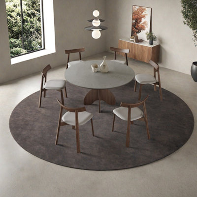 Table de salle à manger ronde en pierre frittée grise