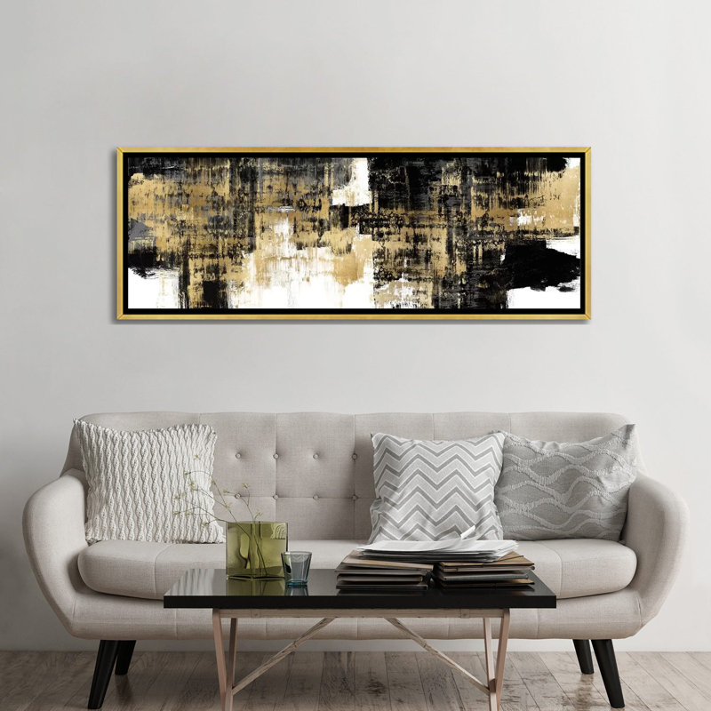 «Amplified Gold on Black» par Alex Wise, reproduction d'art sur toile, H 24 po x l 72 po x P 1,5 po, Toile encadrée d'or