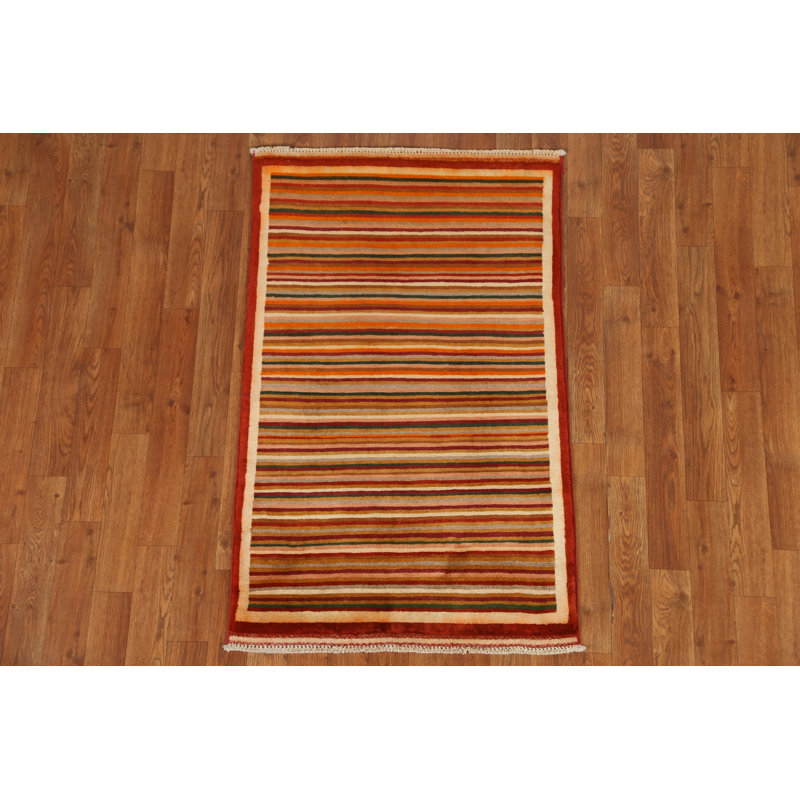 Tapis oriental rayé Gabbeh 2x4