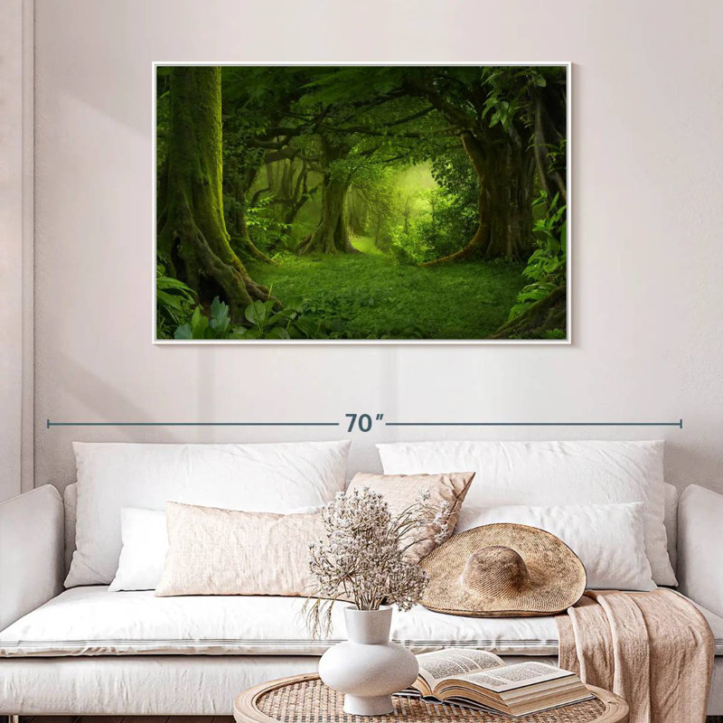 Mousse verte, 46 po x 31 po, Cadre flottant blanc