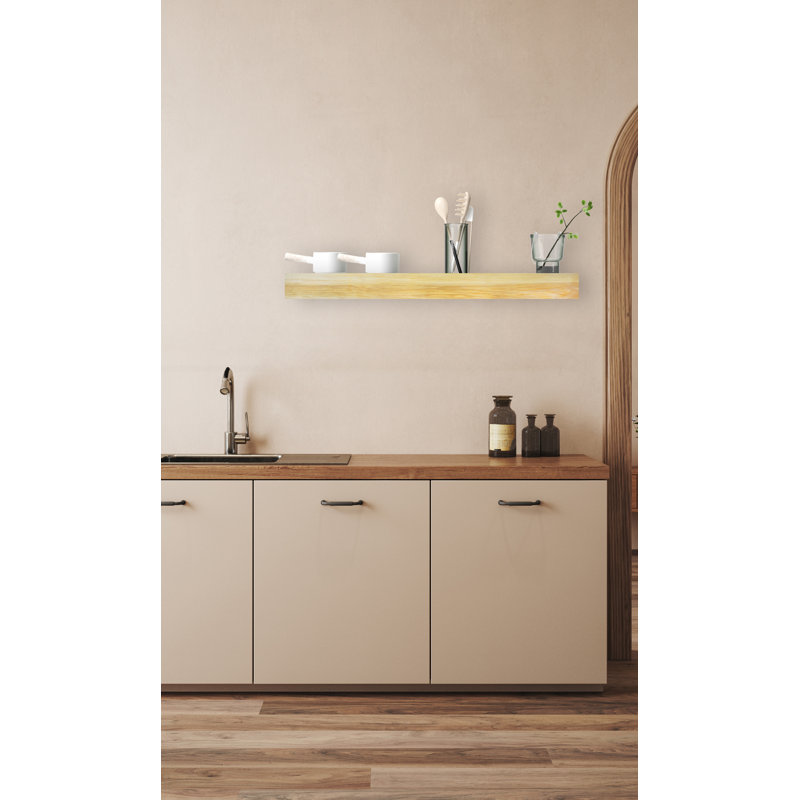 Tablette d'appoint en bois massif Britan, H 4 po x l 38 po x P 6 po, Naturel