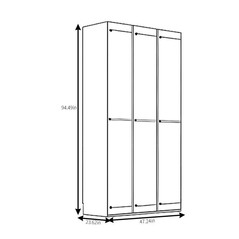 Classic Retro Minimalist Wardrobe, 94.49" H x 47.24" W x 23.62" D