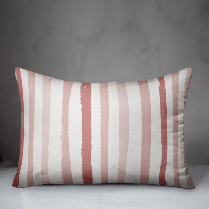 Striped Outdoor Throw Pillow, Pink