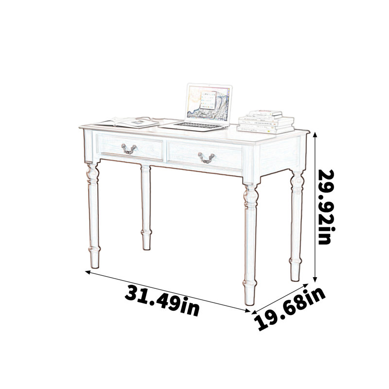 Bureau en bois massif élégant et rétro, H 29,92 po x l 31,49 po x P 19,68 po