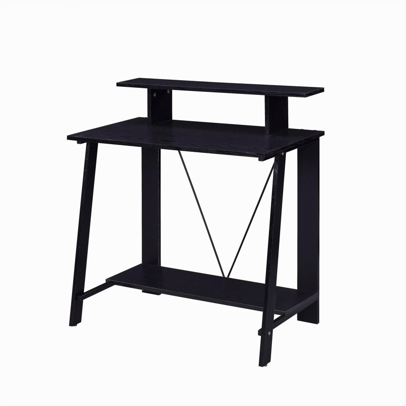 Bureau d'écriture noir avec tablette supérieure